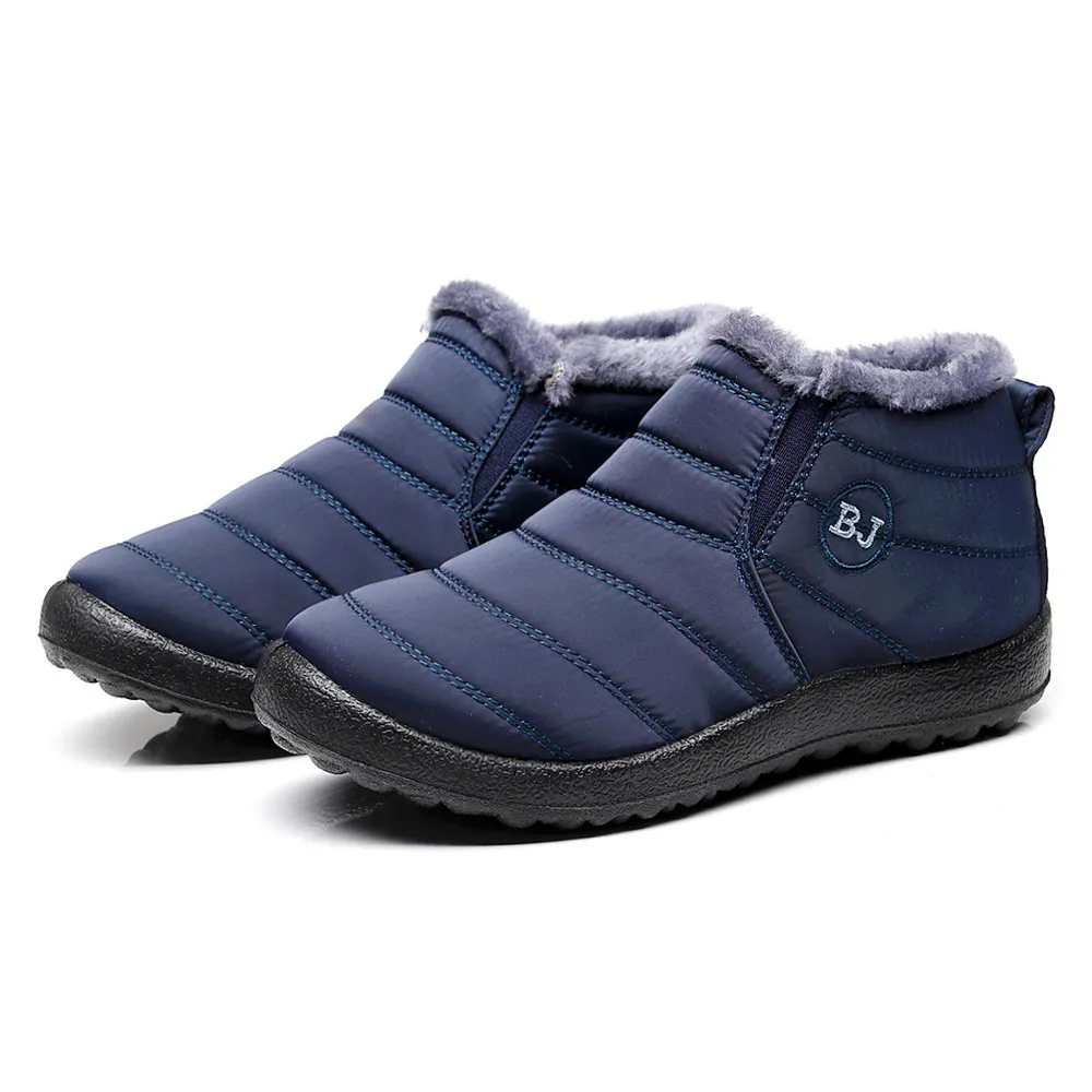 Новинка 2019 модные мужские зимние ботинки однотонные с плюшевой подкладкой - Фото №1