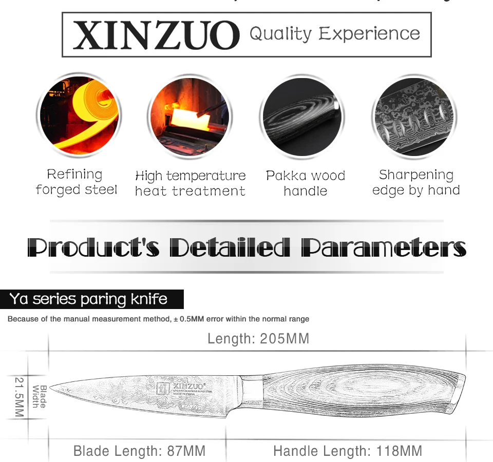 XINZUO 6 шт. кухонные ножи наборы высокоуглеродистой японской VG10 дамасской стали шеф-повара Santoku нож для хлеба с деревянной ручкой Pakka