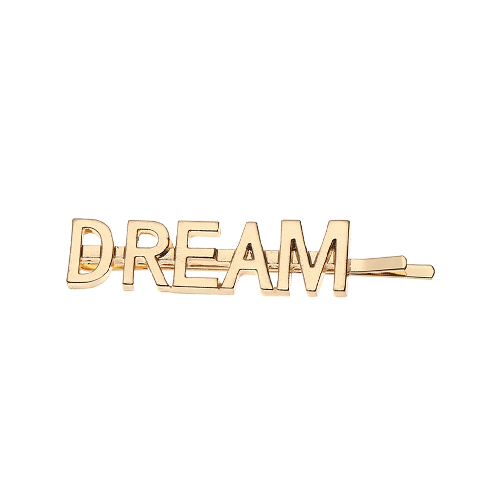 DREAM 1 шт. английские буквы в форме золотые металлические женские заколки для волос девушка шпилька заколки для волос Инструменты для укладки волос аксессуары ювелирные изделия - Цвет: DREAM