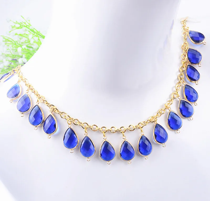 49cm Long Rhinestone Teardrop Pendant Chain Red Blue Crystal Charms Tassel Trim Diy Clothes Jewelry Crafts Accessories | Дом и сад