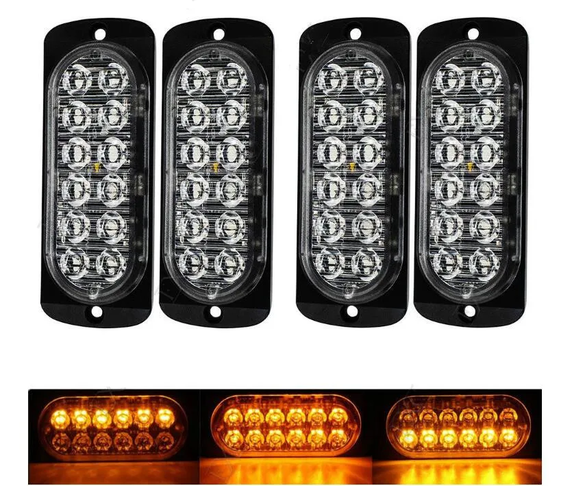 4x12LED Янтарный светильник аварийный предупреждающий стробоскоп мигающий