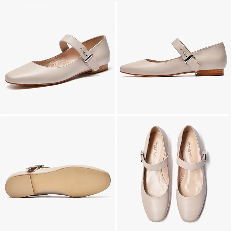 Женская обувь на плоской подошве BeauToday весенне Осенняя Mary Janes из натуральной кожи