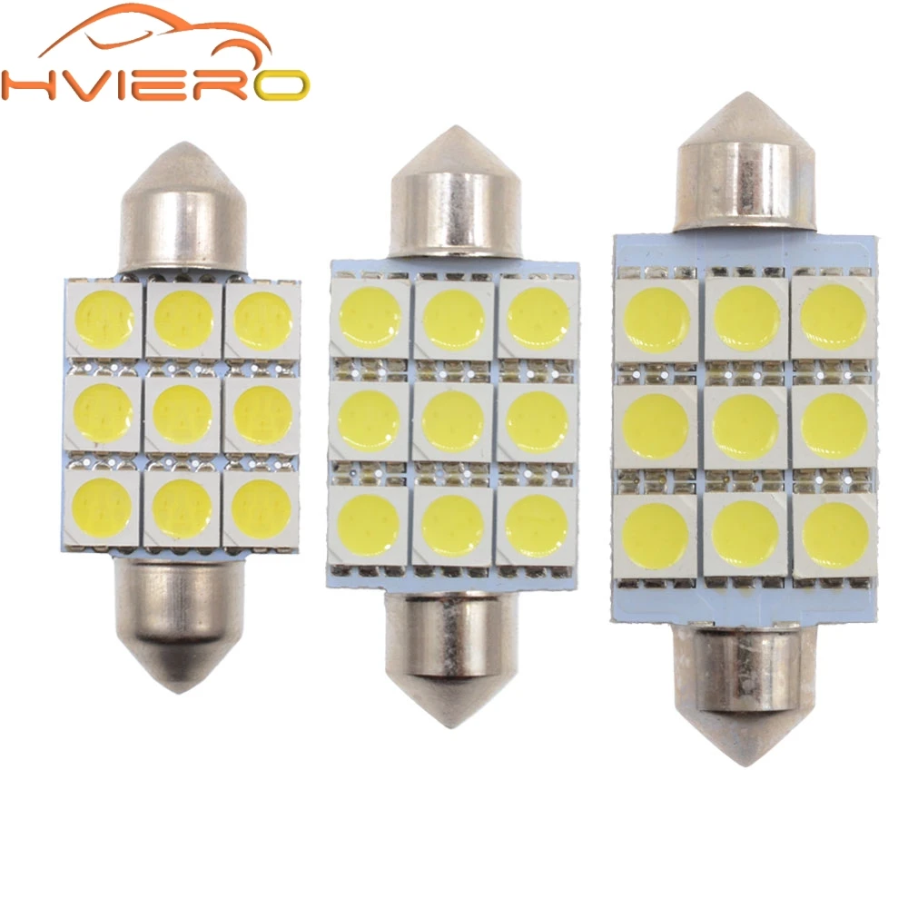 10X белая 5050 9Led C10W C5w парковочная дверная гирлянда купольная резервная лампа 36 мм 39