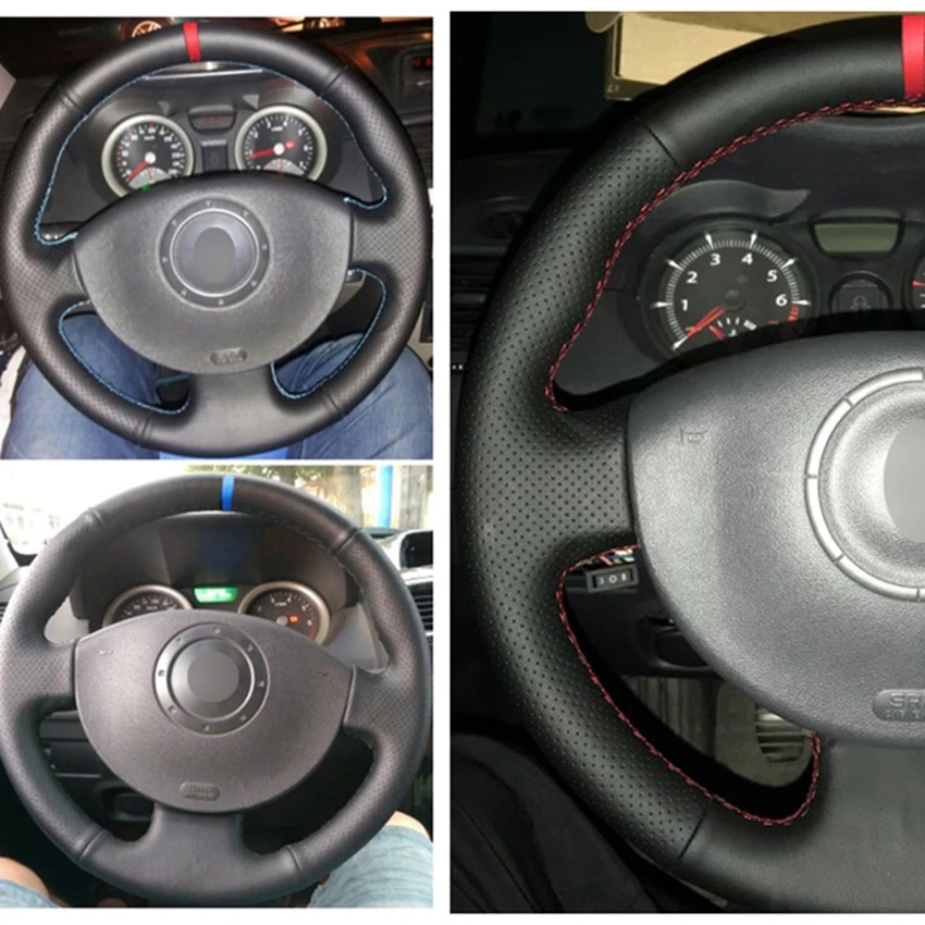 DIY черные чехлы на руль из искусственной кожи для Renault Kangoo 2008 Megane 2 2003 Scenic 2009|Чехлы