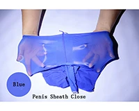 blue close sheath Мужские высокие эластичные чулки для пениса с открытым/закрытым/мешочком, массажное нижнее белье в горошек, сексуальные трусы-боксеры - Цвет: blue close sheath