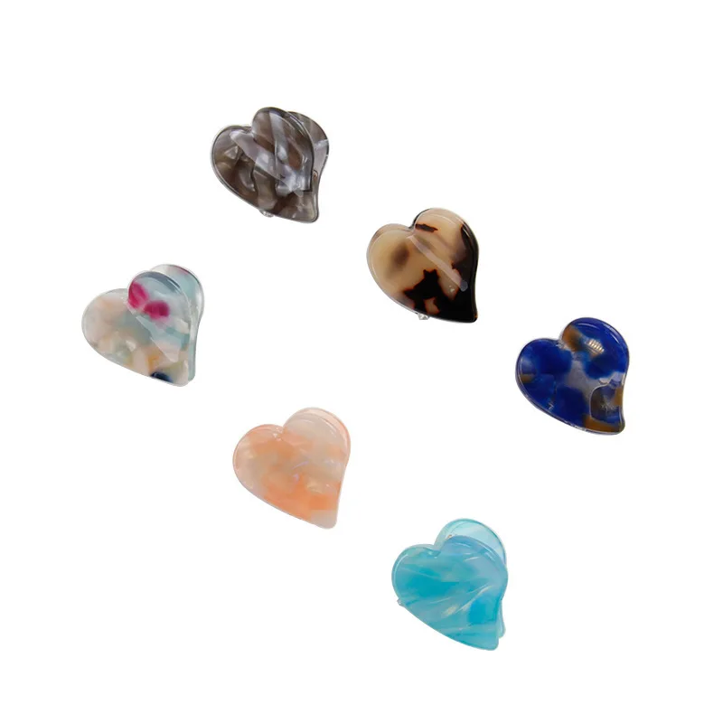Mini New Hot Selling Scrub Crabs Heart Shape Hair Clips For Girls Children Barrettes Acrylic Accessories Claw Clip | Аксессуары для