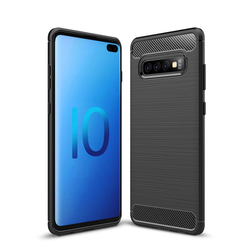 Мягкий силиконовый чехол для Samsung Galaxy S10 Plus S10+ защитный карбоновый задний чехол S10e S10Plus Coque S 10