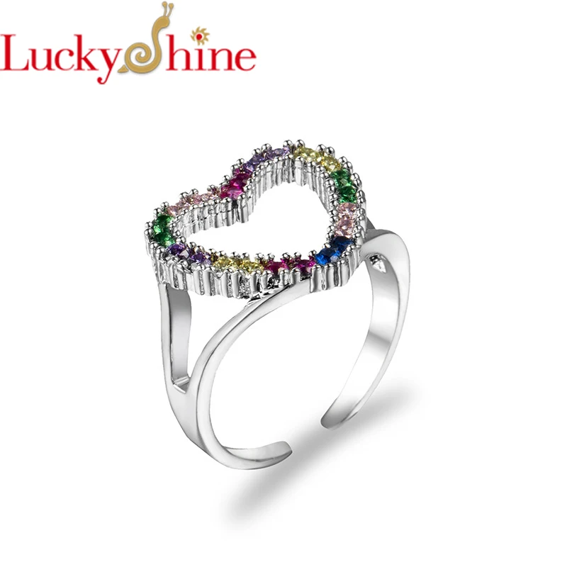 Luckyshine Новые сверкающие радужные кристаллические циркониевые посеребренные