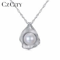 czcity top quality trendy pearl jewelryshell pearl necklace pendant 925 sterling silver jewelry fashion necklaces for women