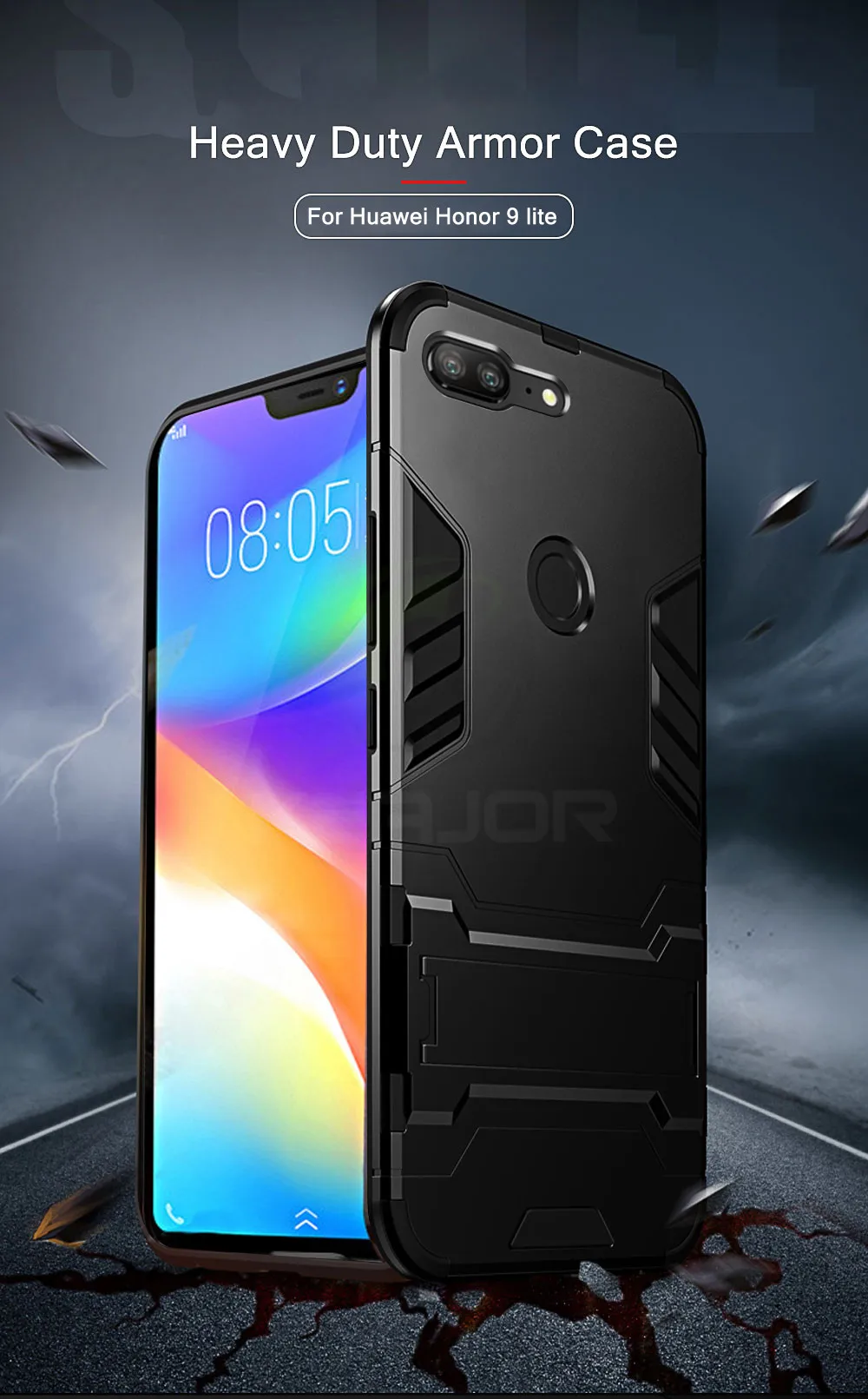 Чехол для huawei Honor 9 Lite, противоударный чехол из ТПУ+ поликарбоната, жесткий пластиковый чехол с подставкой, двойной гибридный чехол-накладка для huawei Honor 9 Lite