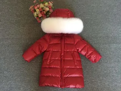 Wine White Fur Зимняя куртка детский зимний комбинезон для девочек, куртки с натуральным мехом для маленьких девочек Детская верхняя одежда, парка, пальто Одежда для маленьких девочек - Цвет: Wine White Fur