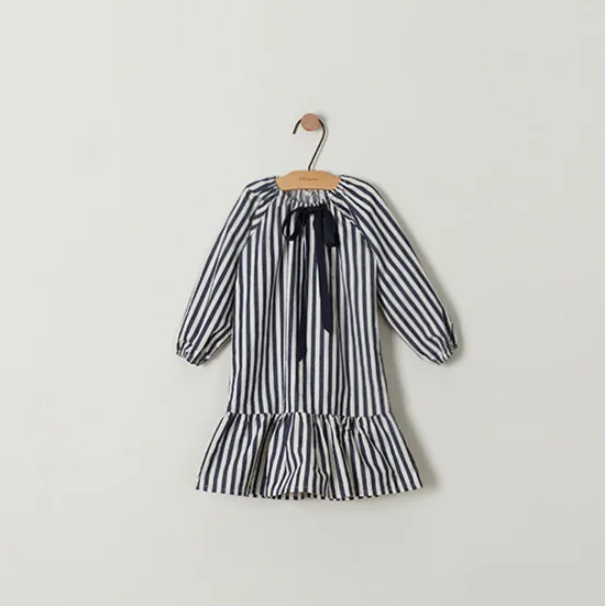 Ruffles Baby Toddler Girls Dress Spring 2019 New Black White Stripe Dresses for Little Cotton Kids Long Sleeve | Детская одежда и
