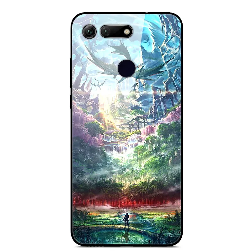 Темно-красный Чехол для huawei Honor View 20 20 S, закаленное стекло с принтом, чехол для huawei Honor 20 S, MAR-LX1 чехол для huawei View 20 V20 - Цвет: Темно-красный