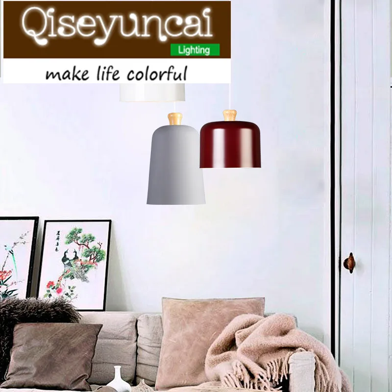 Qiseyuncai The Nordic minimalist wooden single head E 27 aluminum chandelier of modern Restaurant Simple lighting free shipping | Лампы и