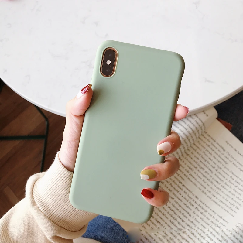 Light Green Простой сплошной цвет силиконовый чехол для пар для iphone XR X XS Max 6 6S 7 8 Plus милый карамельный цвет мягкий свежий Модный чехол для телефона s - Цвет: Light Green