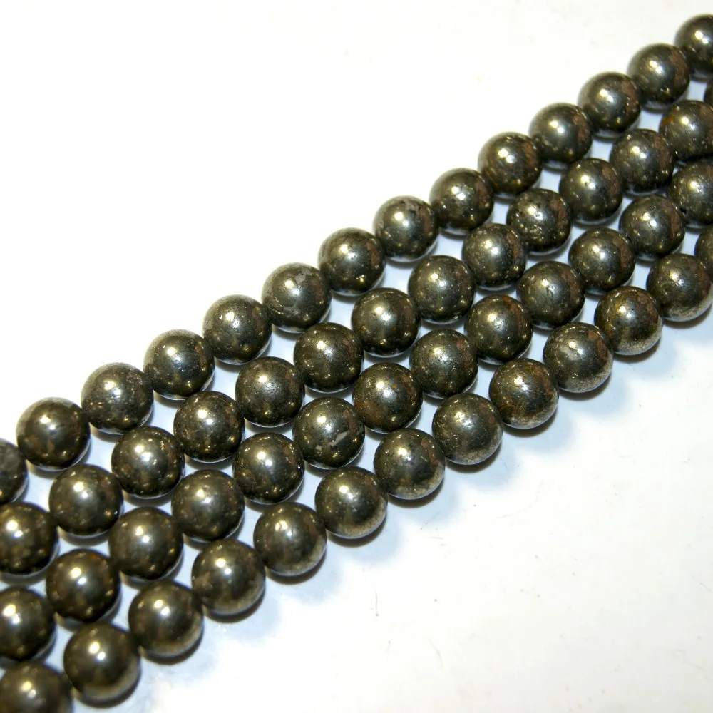 Оптовая продажа круглые бусины из натурального пиритового камня для