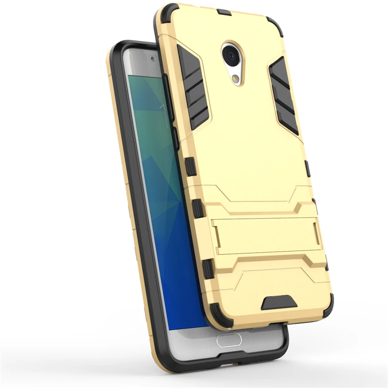 Luxury Hard PC+Soft Silicone TPU Rugged Rubber Kickstand Case For Meizu Meilan M5S Matte Armor Shockproof Phone Holder Cover |
