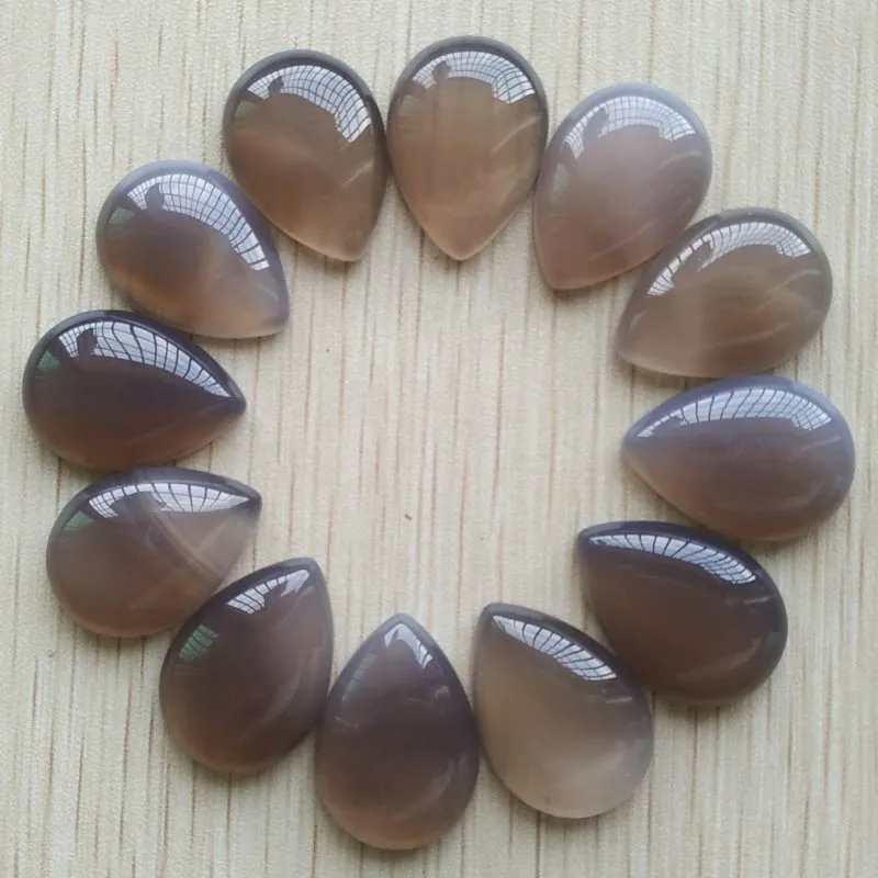 

Wholesale 20pcs/lot 25x18mm fashion natural grey onyx drop shape CAB CABOCHON stone beads for jewelry accessories making free