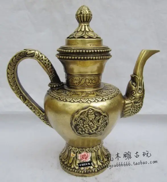 

Chinese Antique collection The copper Flagon ornament statue