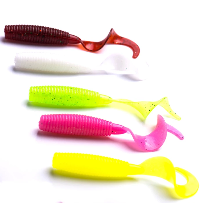 

12pcs fishing Lures soft bait 65mm 3.1g Worms Artificial silicone fishing lure with high percent salt smell for