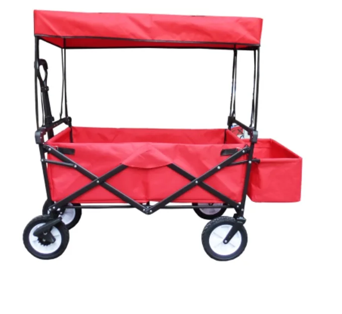 canopy rear basket Складные 4 колеса вагон тележка с подкладкой Складная складная тележка Спорт сад/может занять> 6 недель для доставки - Цвет: canopy rear basket
