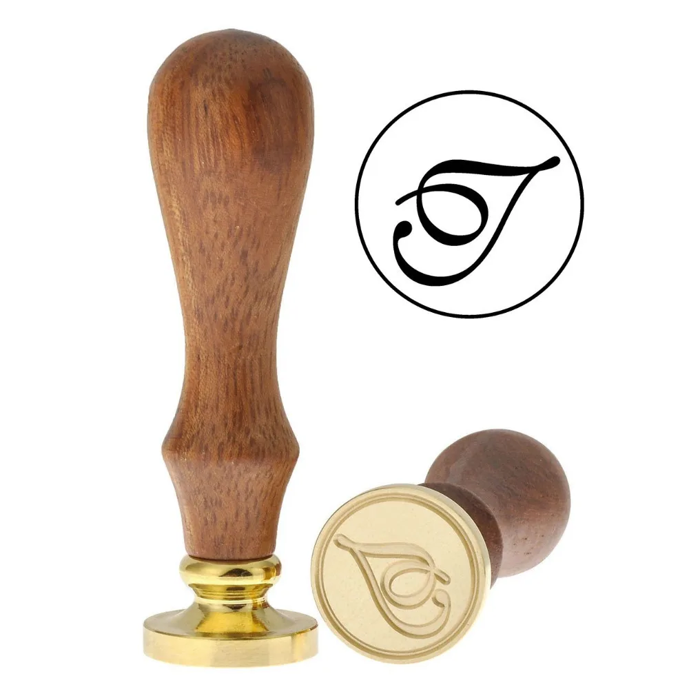 Винтажная Ретро латунная головка с деревянной ручкой Алфавит буквы Начальная
