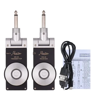 silver Rowin WS-20 2,4G беспроводной Перезаряжаемый Электрический гитарный приемник-передатчик 30 метров дальность передачи - Цвет: silver