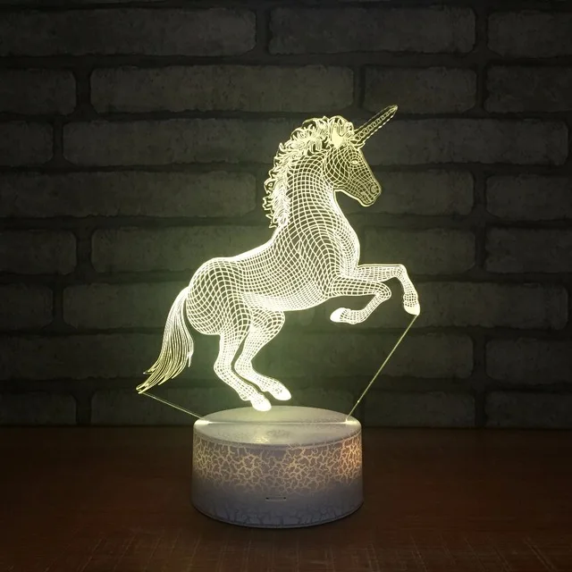Единорог 3D светодиодный светильник, ночник, 7 цветов, меняющий Usb 3d светильник, Рождественский декоративный подарок, мультяшная игрушка, Luminaria, вечерние - Испускаемый цвет: Color Changeable