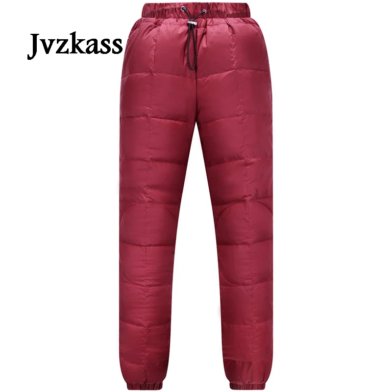 Jvzkass 2019 зимние Пуховые брюки женская одежда тонкие повседневные спортивные с