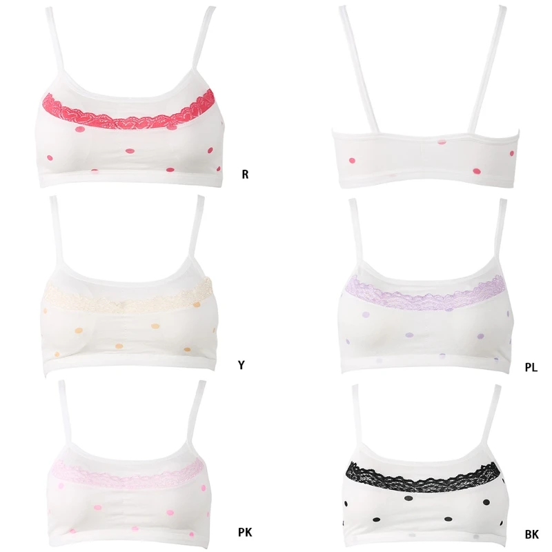NEW Young Girls Lace Dot Training Bra Teenage Kids Soft Cotton Sport Underwear Tops | Мать и ребенок