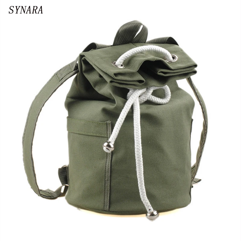 

New Large Capacity Men Drawstring Backpack Canvas Bucket Bag Unisex Fashionable Concise Basketball Pouch