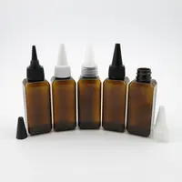 100pcs 50ml Amber Plastic Squeeze Bottles with Twist Dropper Cap Square Liquid Bottle with White Black Clear Pointed Mouth Top