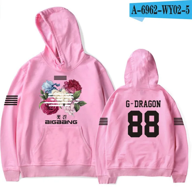 pink Bigbang big bang bangtan Толстовка kpop Корейская harajuku Толстовка moletom feminino Модная брендовая куртка пальто размера плюс 4xl - Цвет: pink