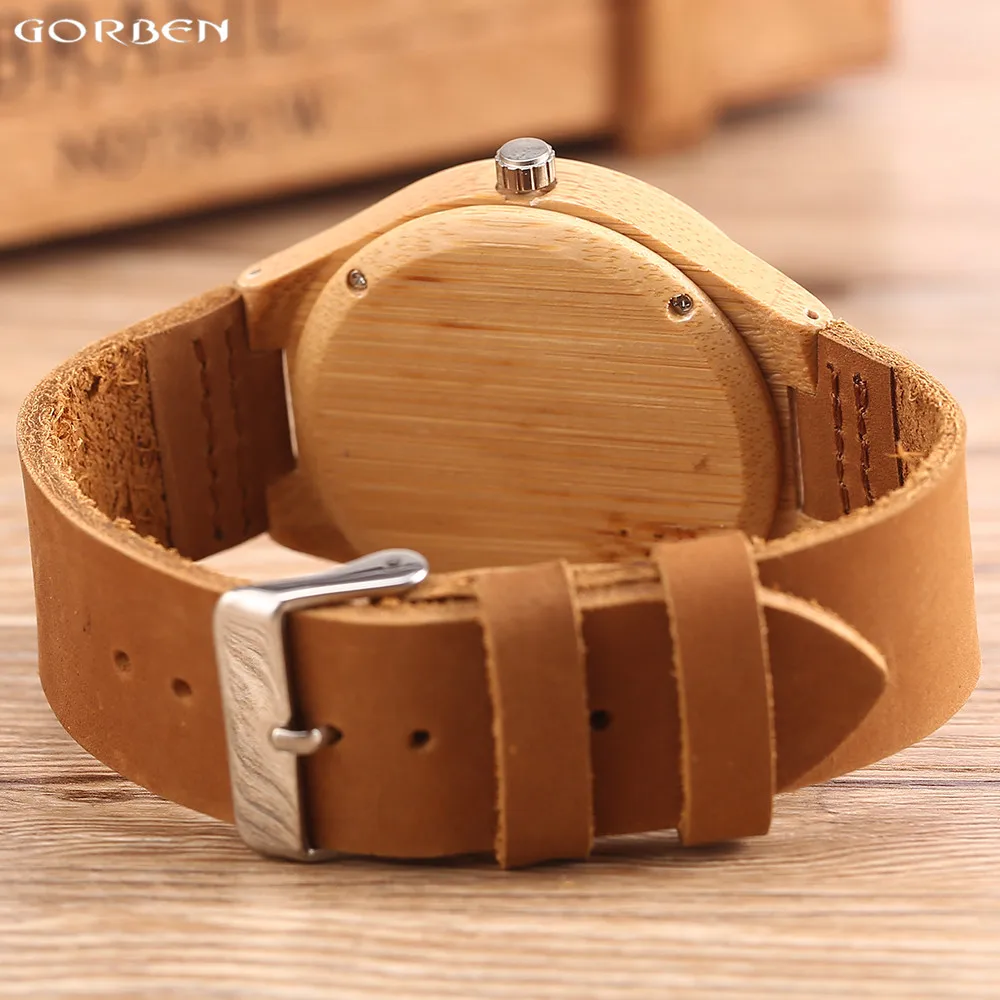 Повседневные деревянные часы с головой оленя для мужчин и женщин кожаный ремешок