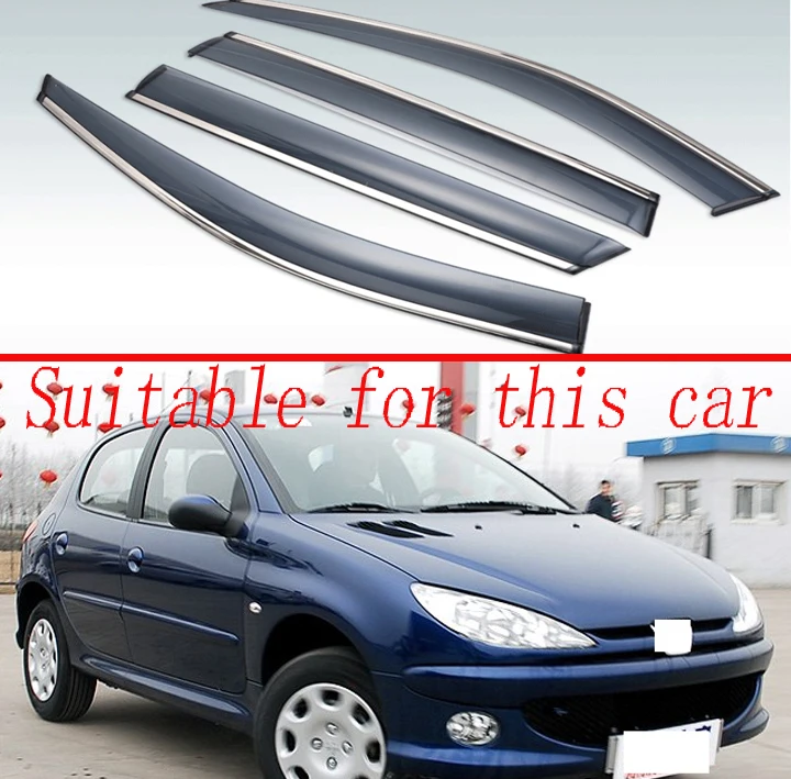 Для peugeot 206 2010+ пластиковый Наружный козырек вентиляционные Шторы окно Защита от солнца Дождь Отражатель 4 шт