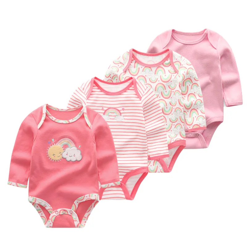 Боди с длинным рукавом для новорожденных на возраст 0 12 месяцев 4 шт./лот|Боди