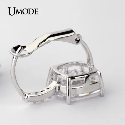 Umode классический дизайн 11 мм 4 карат вырезать подушки большой CZ женщины серьги