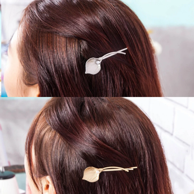 1PC Fashion Simple Women Girls Flowers Pearl Hair Clip Oyster Shape Edge Calla Chic Hairpins | Красота и здоровье
