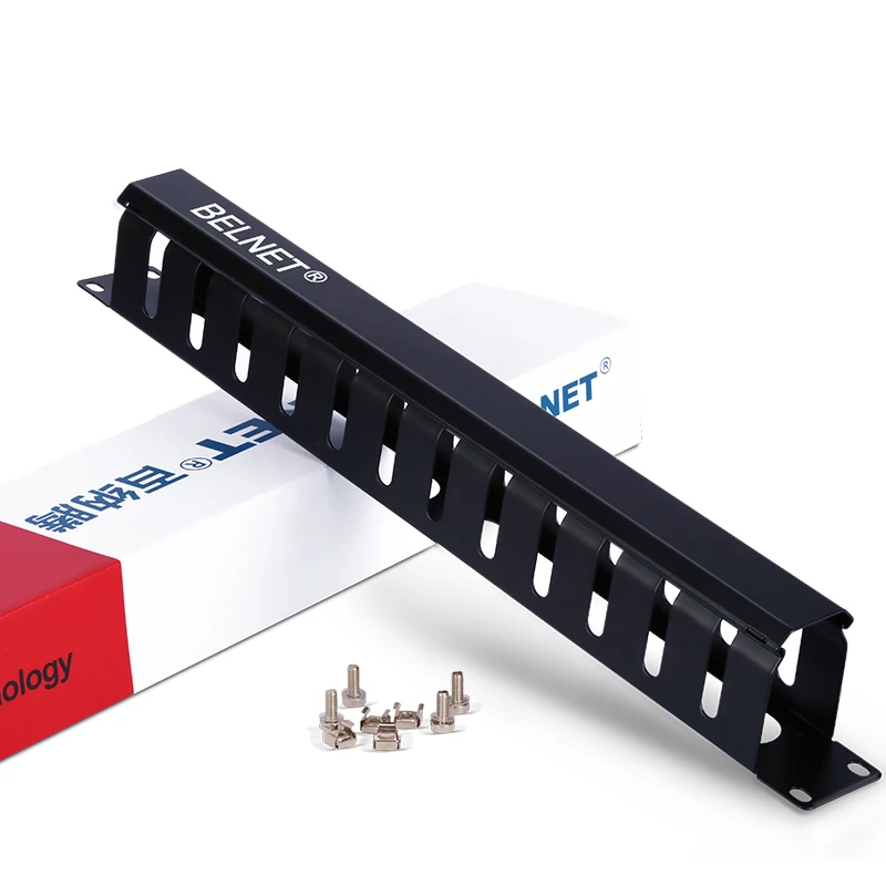 RJ45 Ethernet кабельный менеджер Органайзер 1U 19 ''дюймовый металлический с 12 стойка для слотов крепление Горизонтальный кабель управление для сетевого шкафа