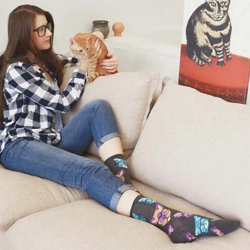 COSPLACOOL/носки со смешным рисунком животных милые хлопковые носки в виде мопса