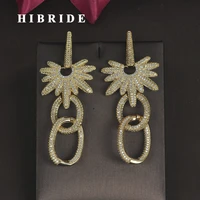 hibride new arrival gold color cubic zirconia pave drop dangle earrings for women fashion jewelry boucle doreille e 693