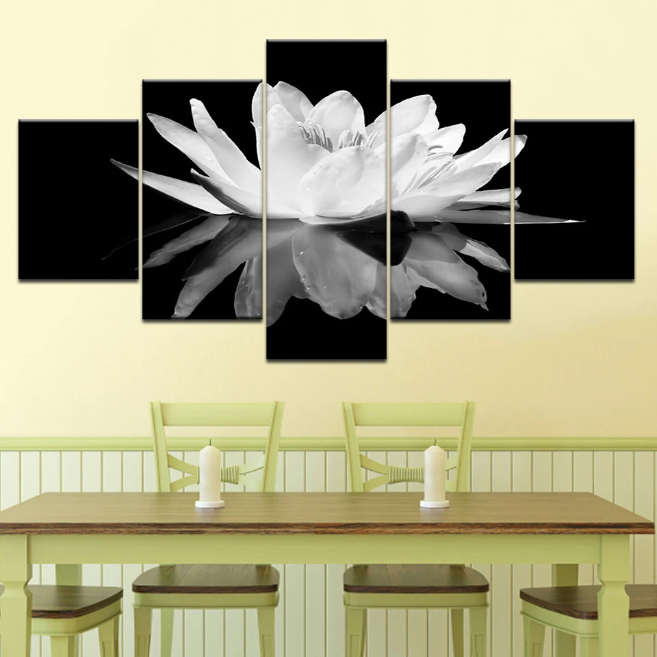 Натюрморт фотография цветов 5 панелей настенное искусство современный модульный
