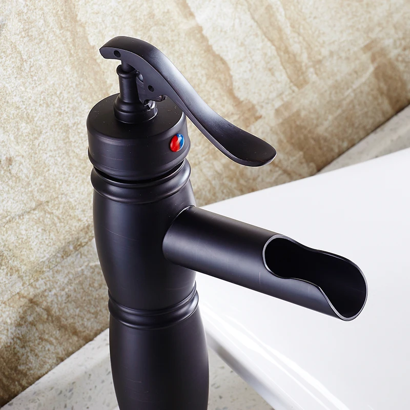 Классический водопад в стиле ретро для ванной комнаты черные смесители раковины