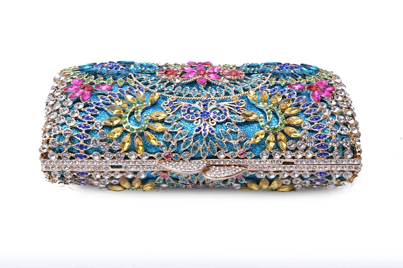 gold/blue Hollow Out crystal Diamond wallet Women Evening Clutch Minaudiere Bags Wedding Party Bridal Crystal Handbags and Purse | Багаж и