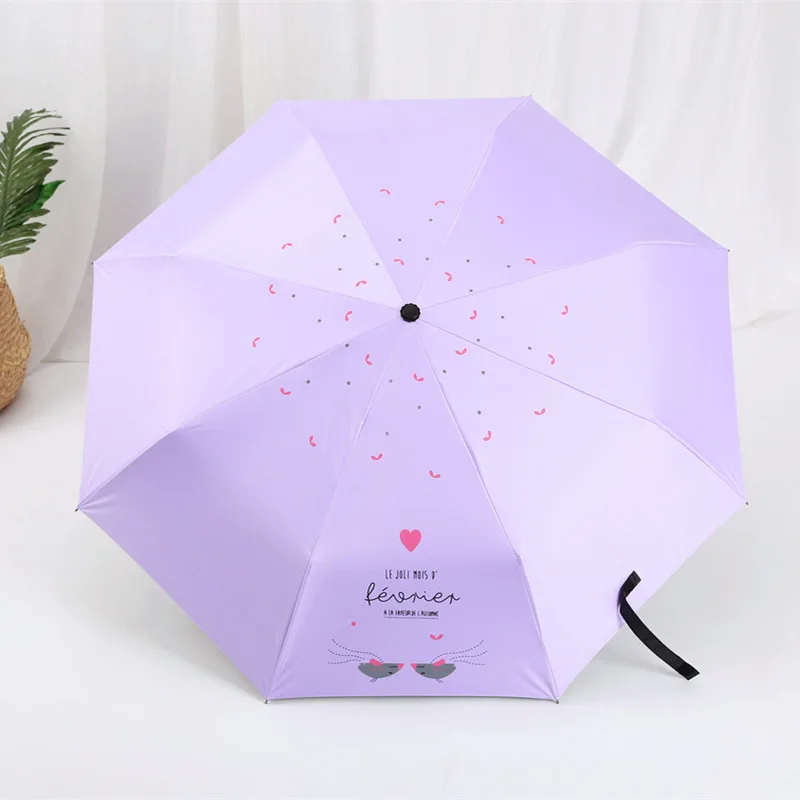 Folding umbrella Cute cartoon mouse UV protection Sun Three-folding Umbrella for women | Дом и сад