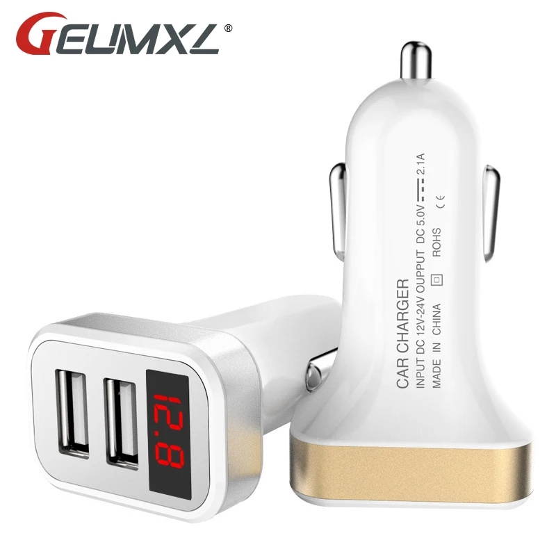 2.1A зарядка двойной Переходник USB для зарядки в машине со светодиодным дисплеем
