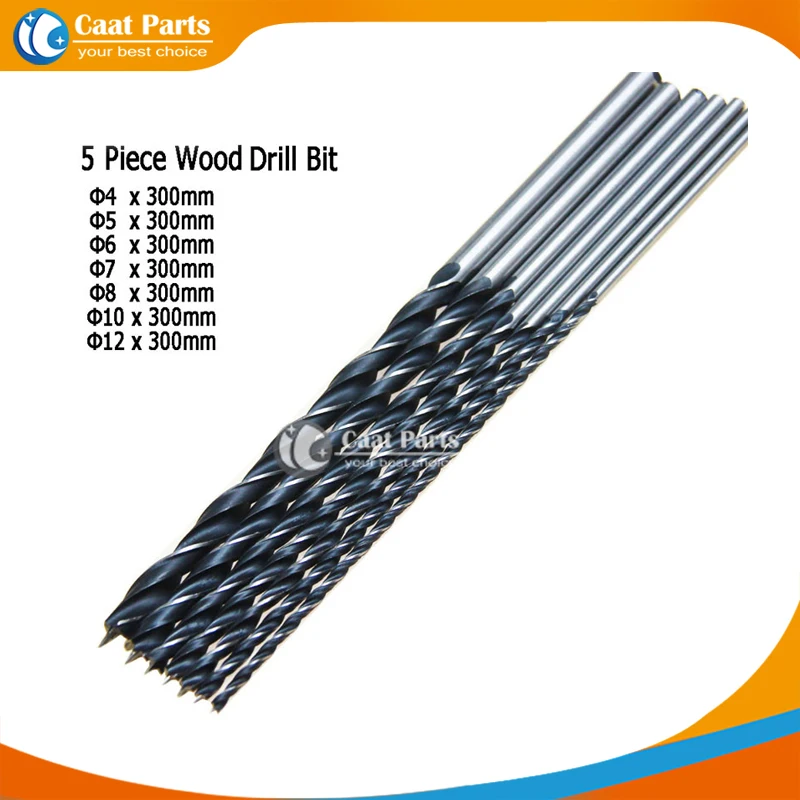 High quality! 7 Pcs/Lot, 300mm Extra Long Brad Point Wood Drill Bit Set Woodworking Tool 4/5/6/7/8/10/12mm