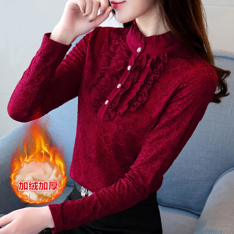 M-5XL большие размеры новые женские теплые блузки на осень и зиму Blusa Camisa Femininas