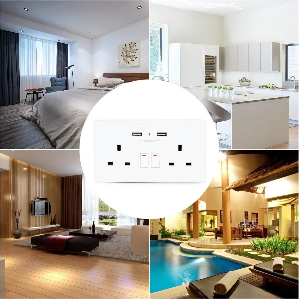 Smart life Wifi умная розетка Великобритания управление переключателем таймера 13A настенная розетка и 2 usb порта Голосовое управление работает с Alexa Google IFTTT