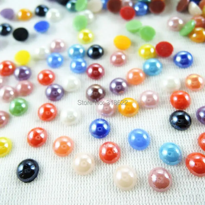 Новинка 6 мм 1000 шт. круглые наклейки для ногтей плоские бусины Плоская Задняя